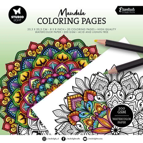Studio Light Coloring Pages 8x8 Inch Mandala (SL-ES-CP460)