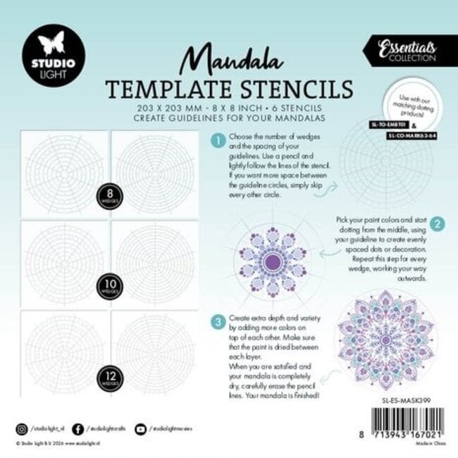 Studio Light Mandala Template Stencils (6pcs) (SL-ES-MASK399)