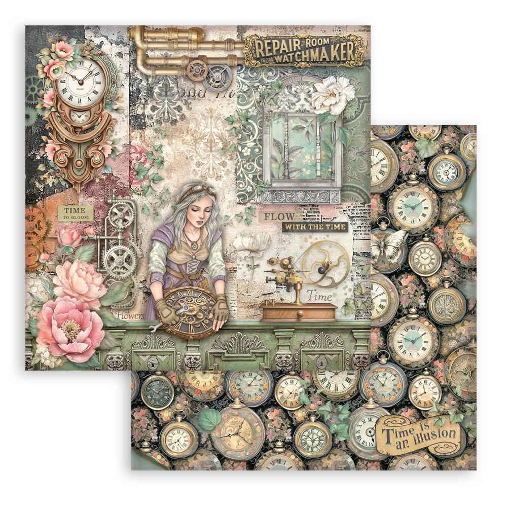 Stamperia Scrapbooking Printed Pad for Art and Craft 10 sheets cm 30,5x30,5 (12"x12") - Gardens of Time