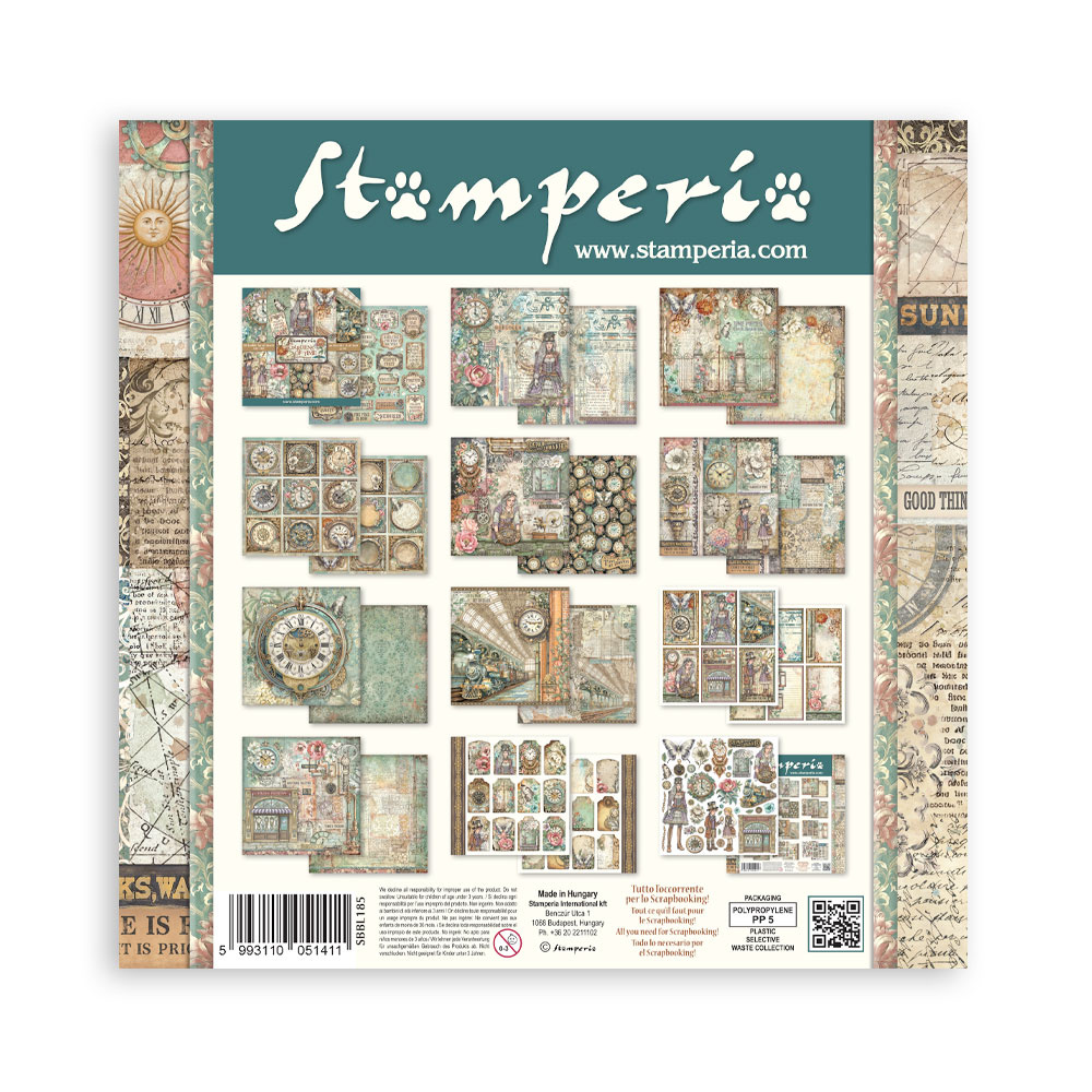 Stamperia Scrapbooking Printed Pad for Art and Craft 10 sheets cm 30,5x30,5 (12"x12") - Gardens of Time