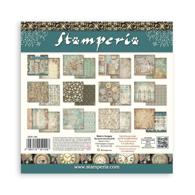 Stamperia Scrapbooking Printed Pad for Art and Craft 10 sheets cm 30,5x30,5 (12"x12") Backgrounds - Gardens of Time