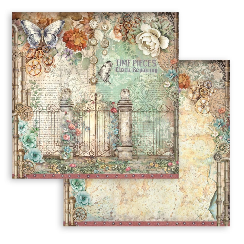Stamperia Scrapbooking Printed Pad for Art and Craft 10 sheets cm 20,3X20,3 (8"X8") - Gardens of Time