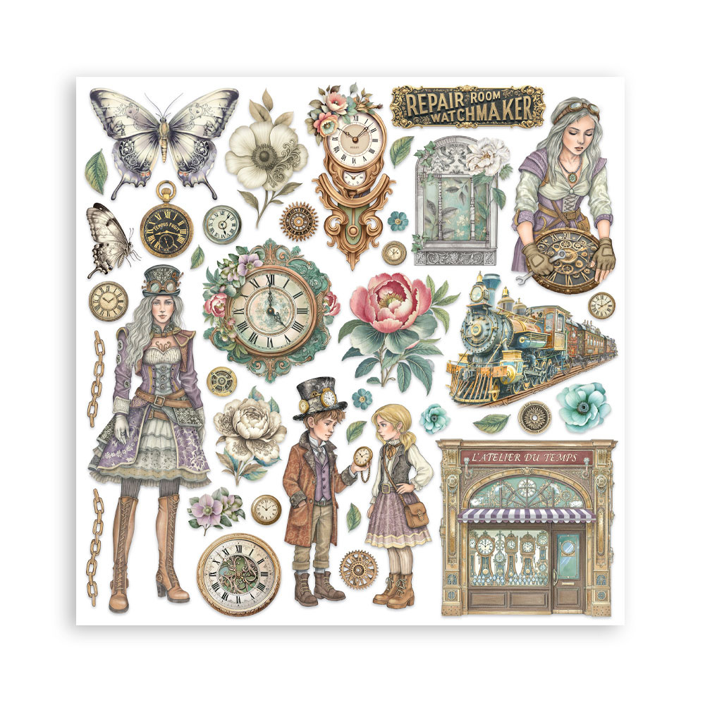 Stamperia Scrapbooking Printed Pad for Art and Craft 10 sheets cm 20,3X20,3 (8"X8") - Gardens of Time