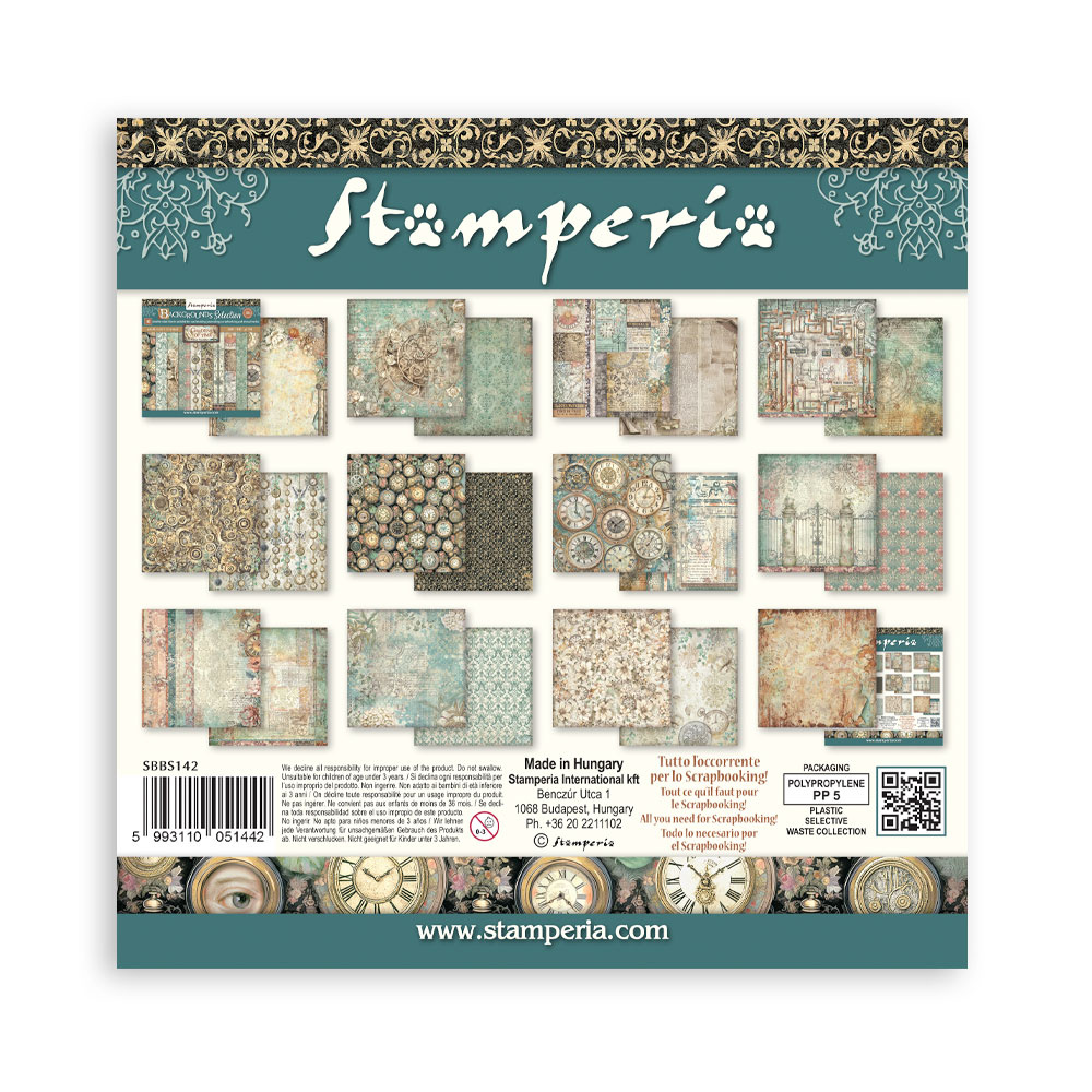 Stamperia Scrapbooking Printed Pad for Art and Craft 10 sheets cm 20,3X20,3 (8"X8") Backgrounds - Gardens of Time