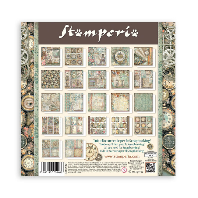 Stamperia Scrapbooking Printed Pad for Art and Craft 22 sheets cm 20,3X20,3 (8"X8") Single Face Gardens of Time