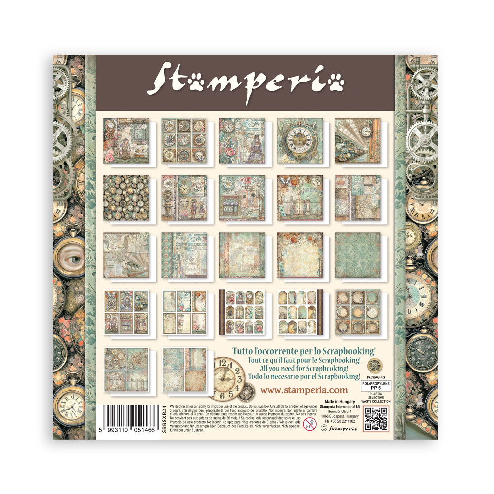 Stamperia Scrapbooking Printed Pad for Art and Craft 22 sheets cm 20,3X20,3 (8"X8") Single Face Gardens of Time