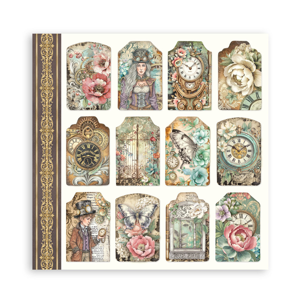 Stamperia Scrapbooking Printed Pad for Art and Craft 22 sheets cm 20,3X20,3 (8"X8") Single Face Gardens of Time