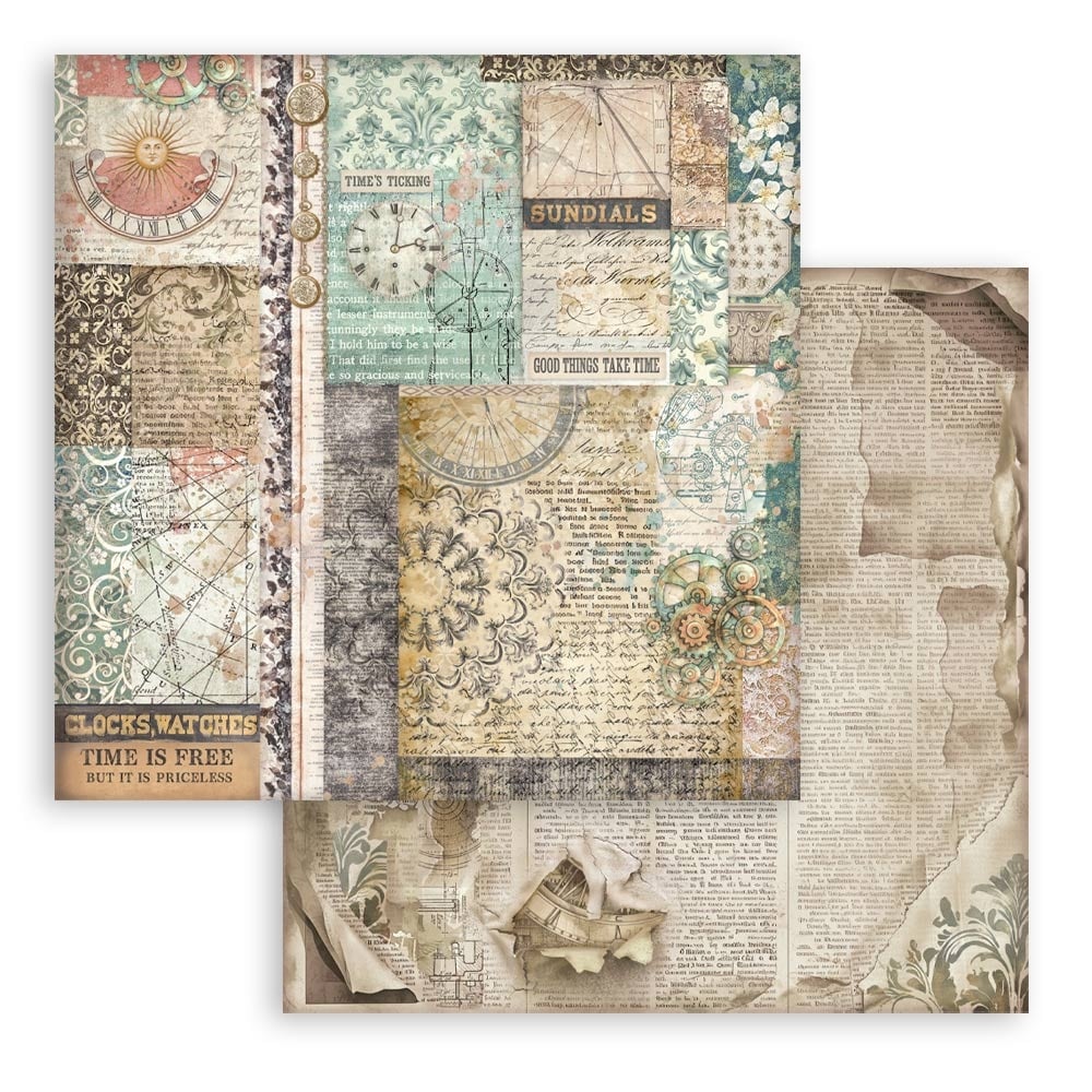 Stamperia Printed Double Face scrapbooking sheet for Art and Craft - Gardens of Time mixed patterns