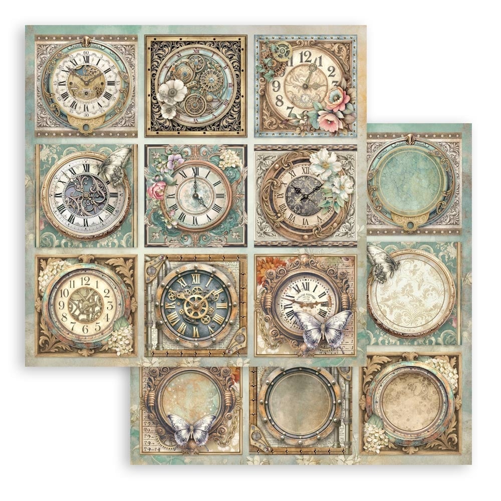 Stamperia Printed Double Face scrapbooking sheet for Art and Craft - Gardens of Time 9 cards