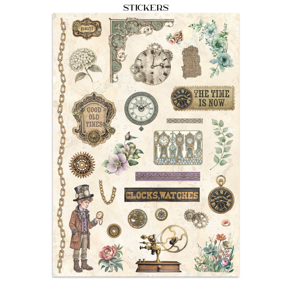 Stamperia Printed Art Junk journal: stickers, cut-outs, backgrounds for Art and Craft - Gardens of Time