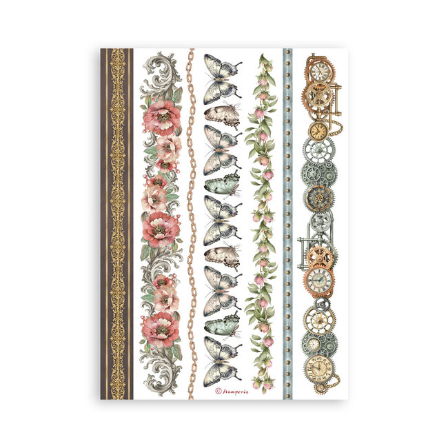 Stamperia Printed Washi pad for Art and Craft A5 8 sheets - Gardens of Time