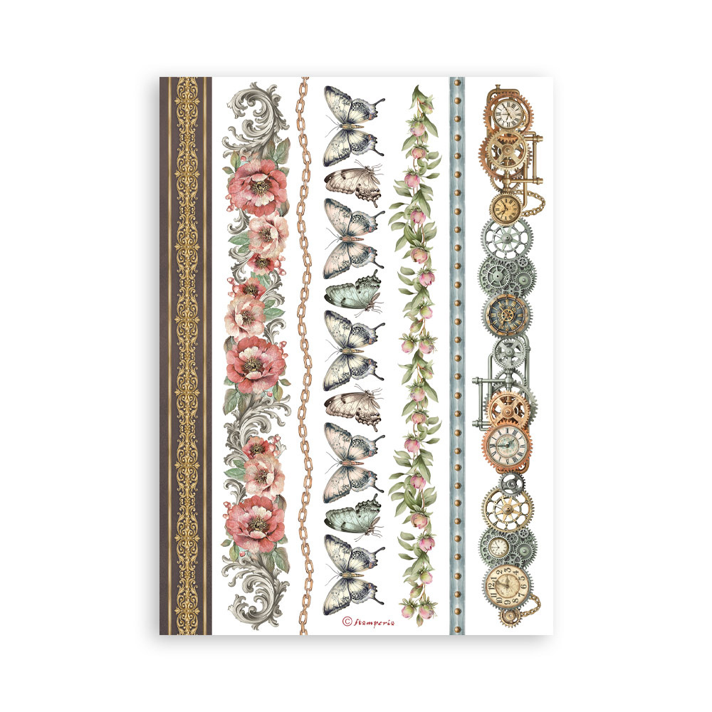 Stamperia Printed Washi pad for Art and Craft A5 8 sheets - Gardens of Time