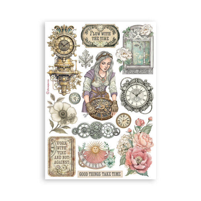 Stamperia Printed Washi pad for Art and Craft A5 8 sheets - Gardens of Time