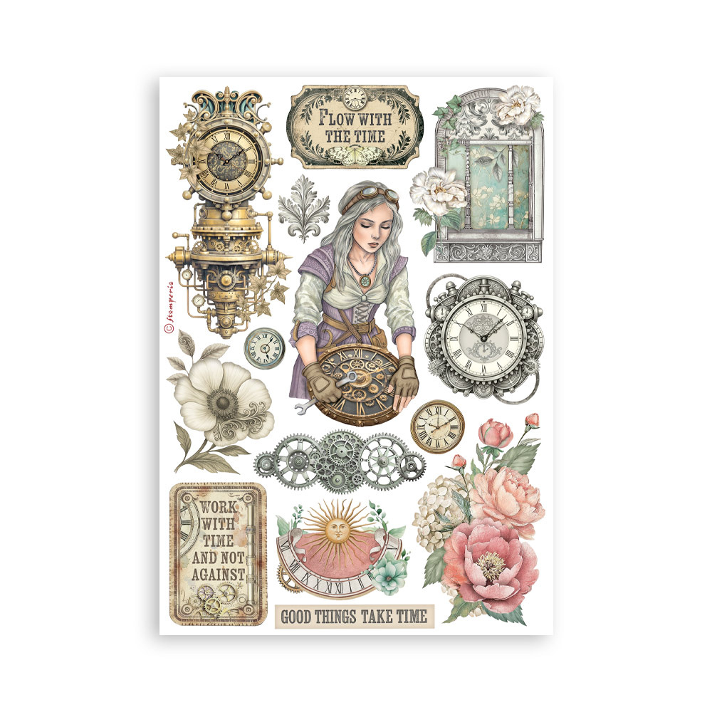 Stamperia Printed Washi pad for Art and Craft A5 8 sheets - Gardens of Time