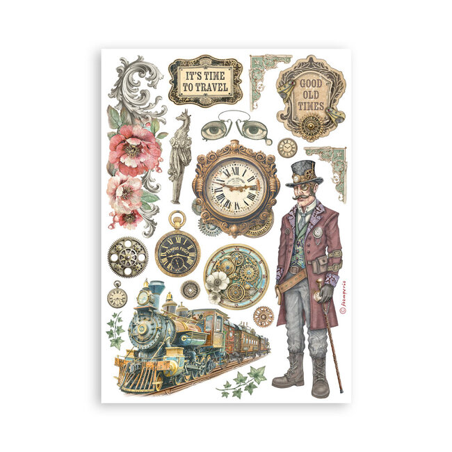 Stamperia Printed Washi pad for Art and Craft A5 8 sheets - Gardens of Time