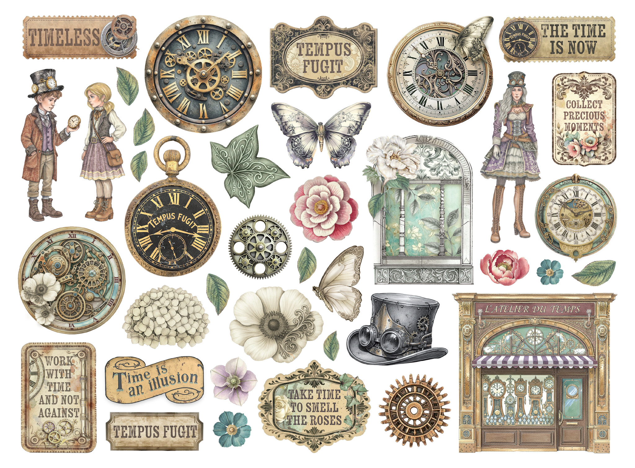 Stamperia Printed decorative Die cuts for Art and Craft - Gardens of Time