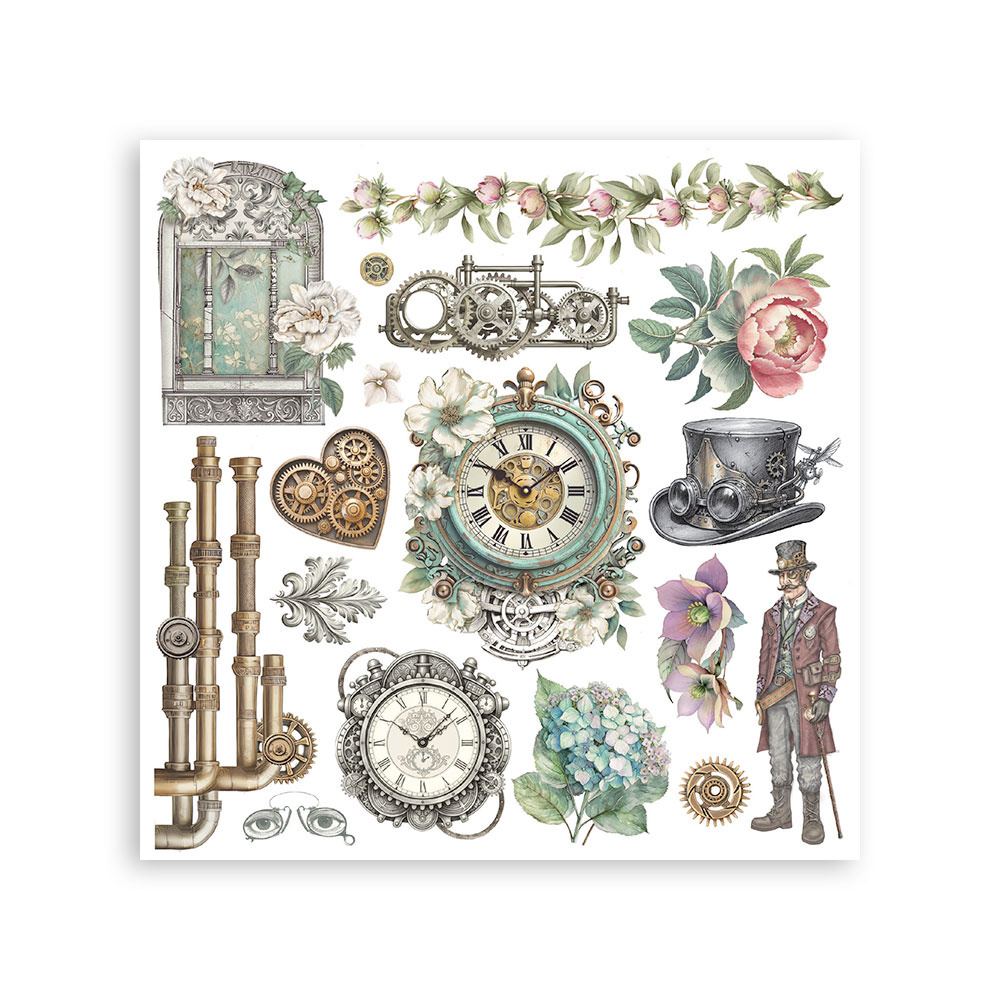 Stamperia Printed Decorative Rub on kit for Art and Craft cm 15,5x15,5 - Gardens of Time