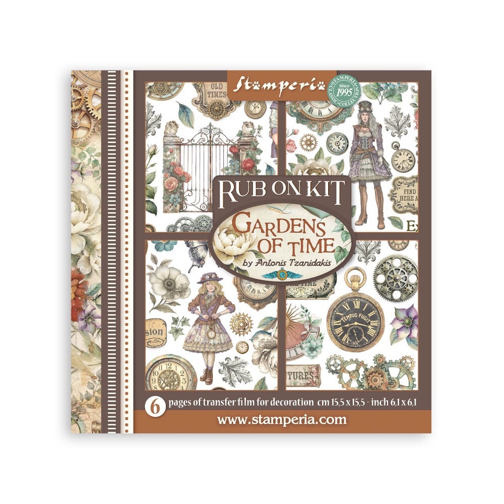 Stamperia Printed Decorative Rub on kit for Art and Craft cm 15,5x15,5 - Gardens of Time