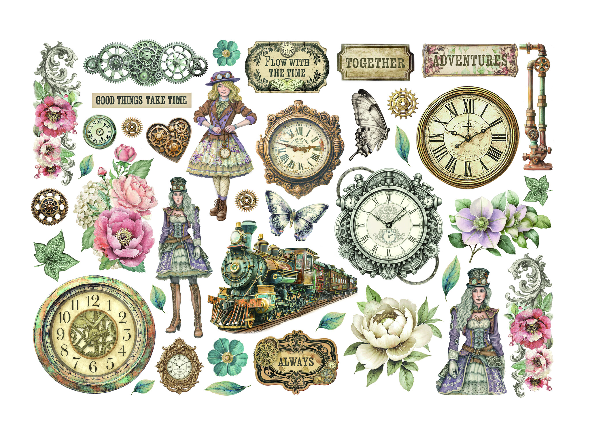Stamperia Printed Decorative Ephemera for Art and Craft - Gardens of Time