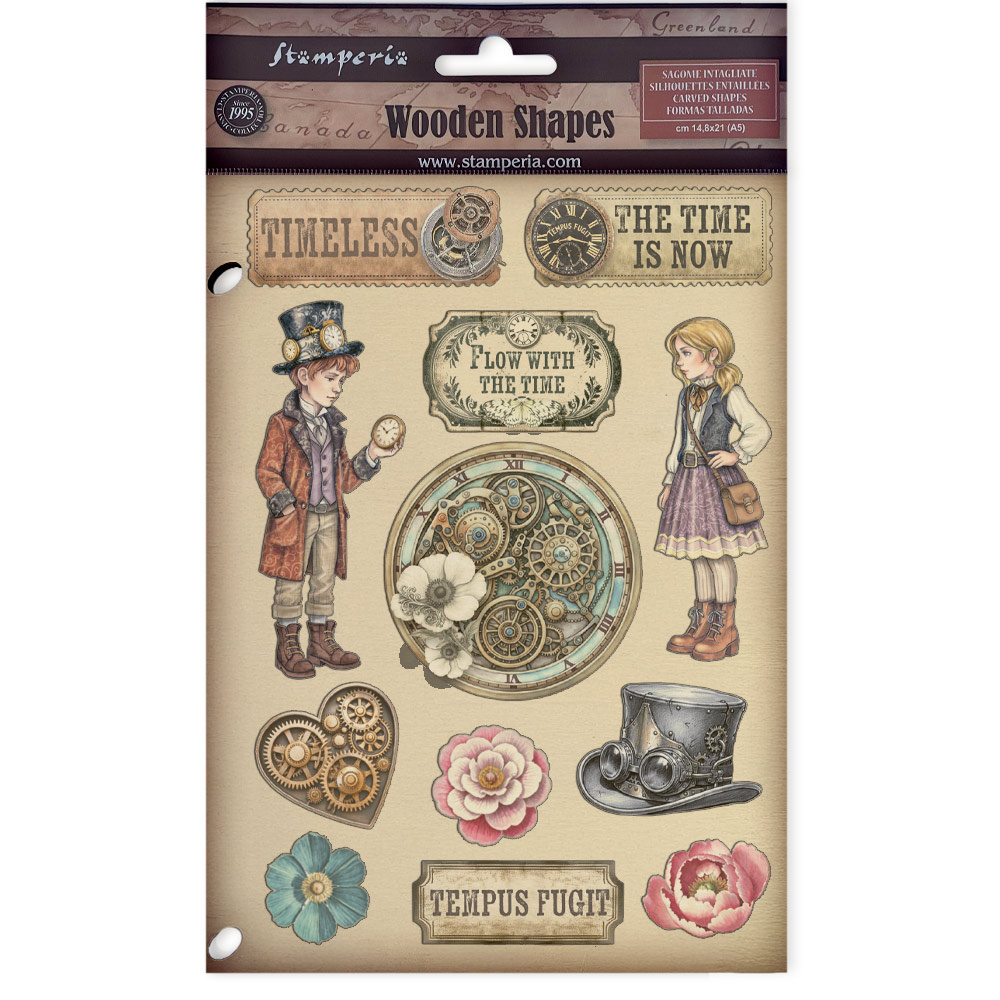 Stamperia Printed decorative Wooden shape for Art and Craft A5 - Gardens of Time