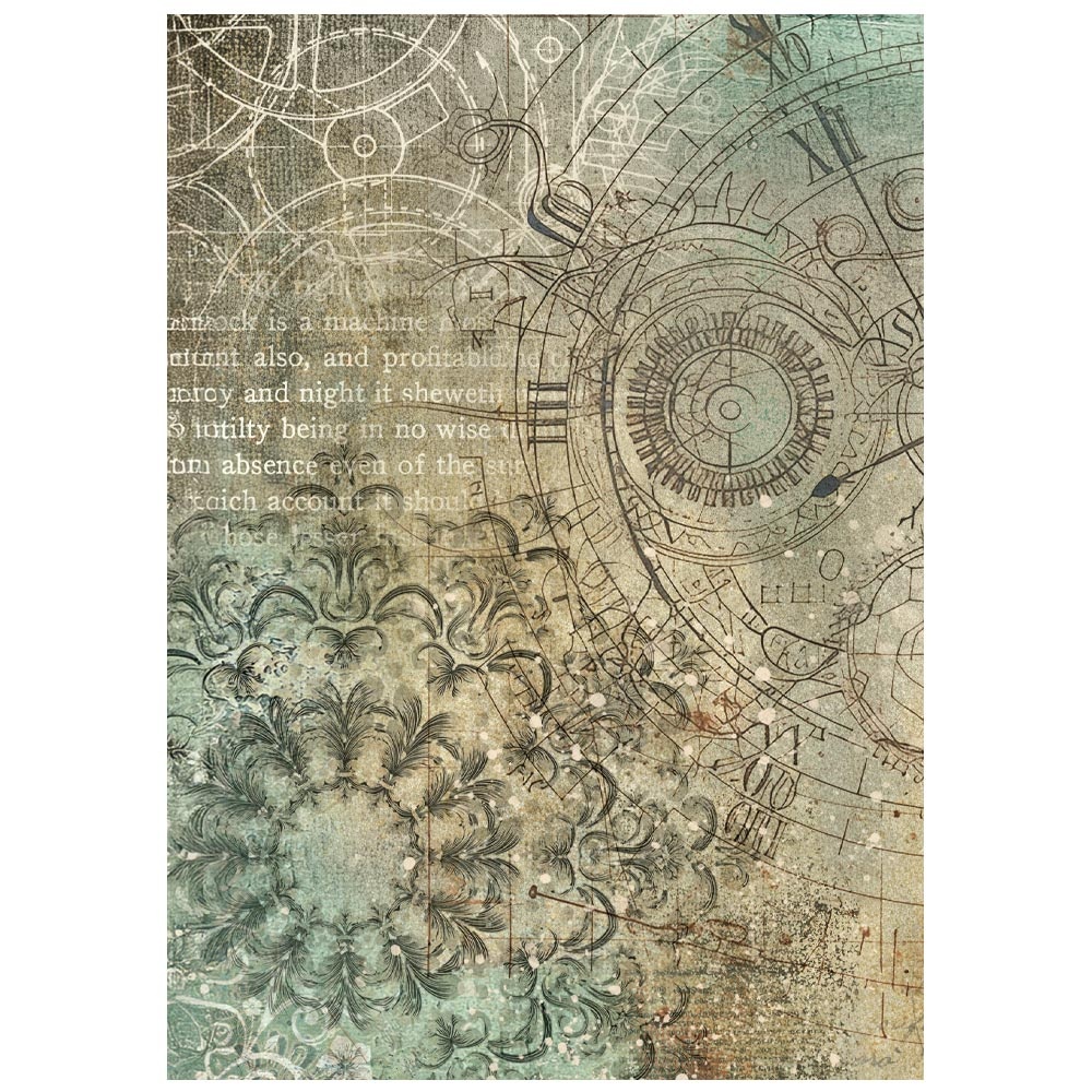 Stamperia Printed 8 Rice paper A6 backgrounds selection for Art and Craft - Gardens of Time