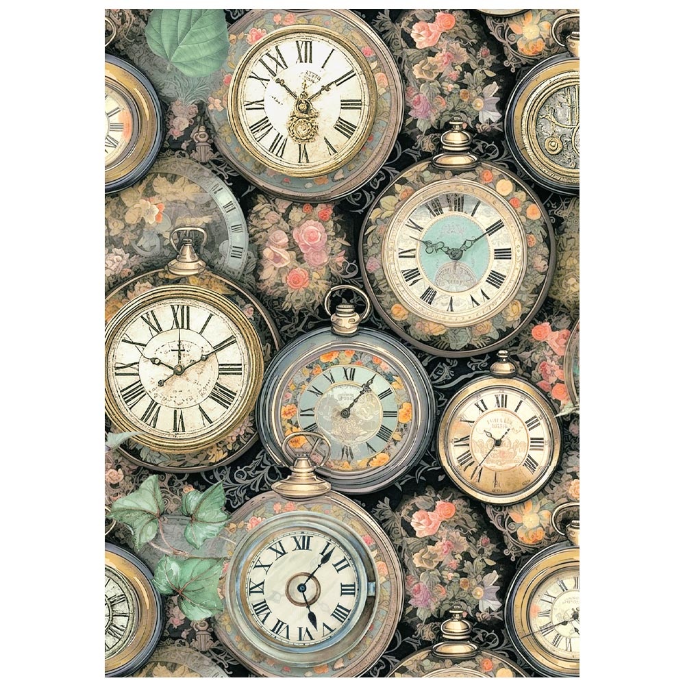 Stamperia Printed 8 Rice paper A6 backgrounds selection for Art and Craft - Gardens of Time