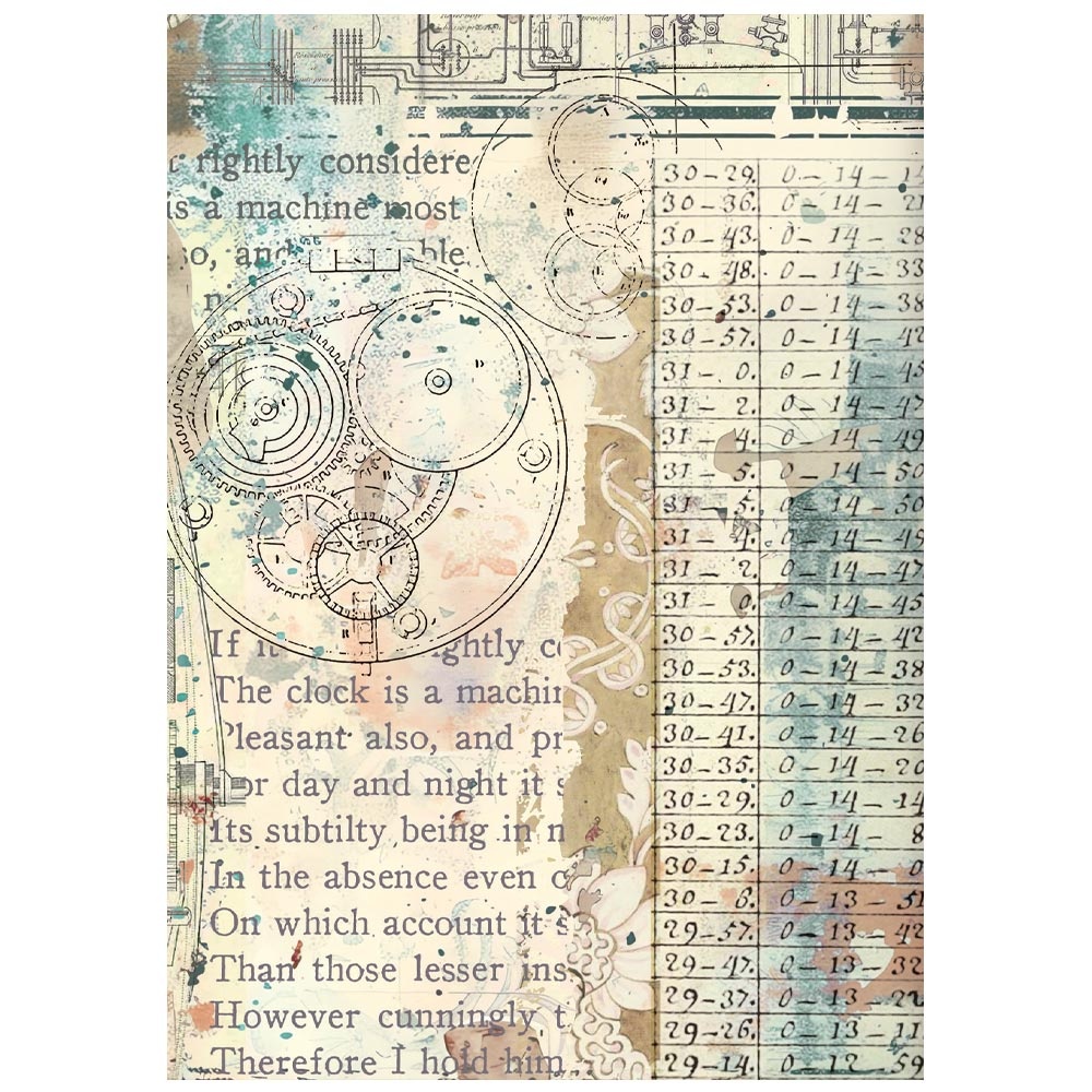 Stamperia Printed 8 Rice paper A6 backgrounds selection for Art and Craft - Gardens of Time