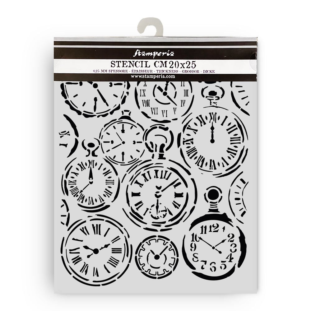 Stamperia Cut laser stencil for Art and Craft cm 20X25 - Gardens of Time mixed clocks