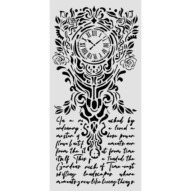 Stamperia Cut laser stencil for Art and Craft cm 12X25 - Gardens of Time clock and writing