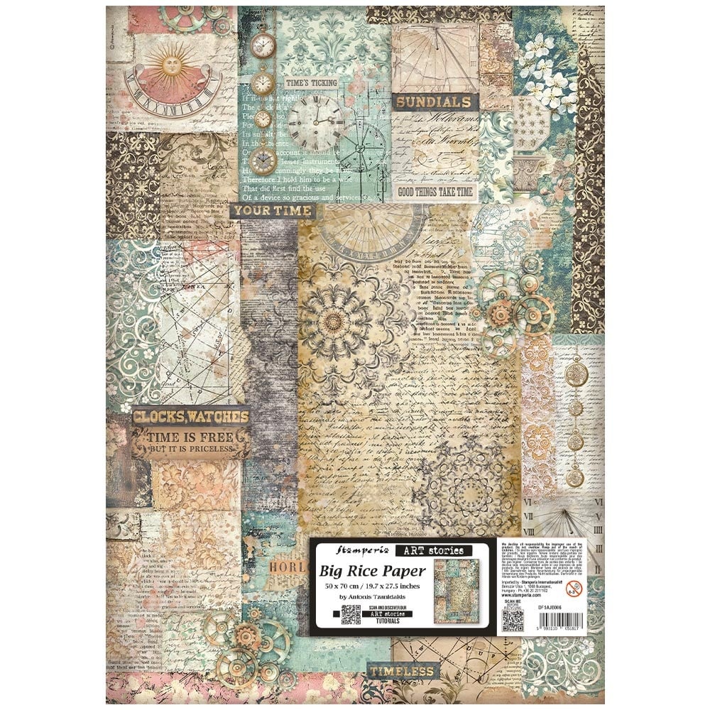 Stamperia Printed Rice paper for Art and Craft cm 50X70 - Gardens of Time mixed pattern