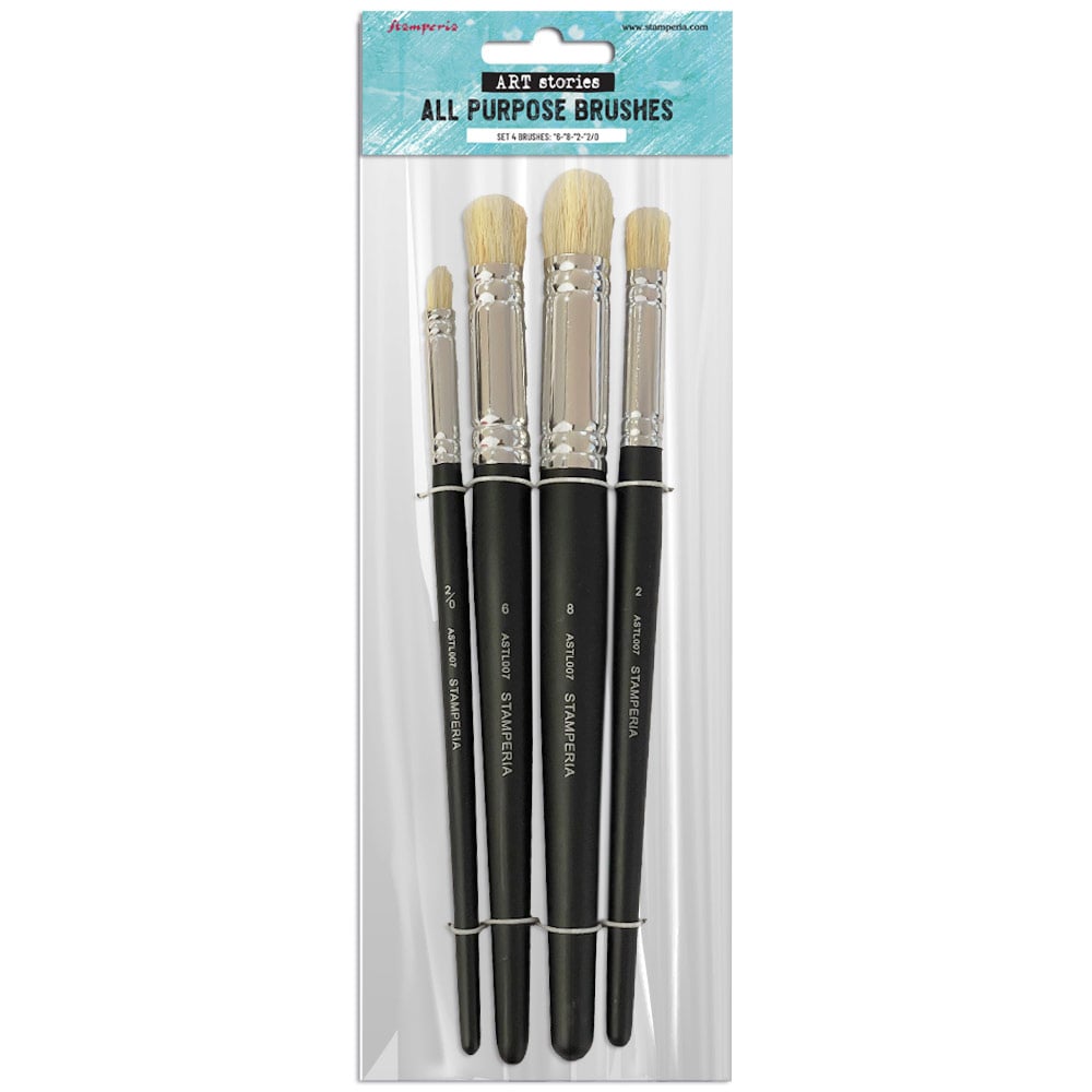 Stamperia Set of 4 Art brushes size 6"-8"-2"-2/0"
