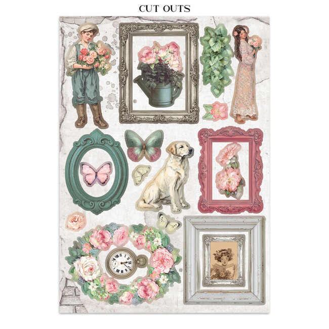 Stamperia Printed Art Junk journal: stickers, cut-outs, backgrounds for Art and Craft - House of Roses