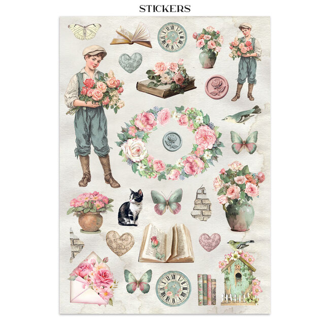 Stamperia Printed Art Junk journal: stickers, cut-outs, backgrounds for Art and Craft - House of Roses