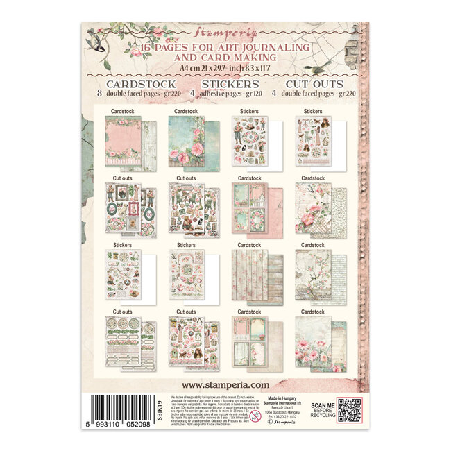 Stamperia Printed Art Junk journal: stickers, cut-outs, backgrounds for Art and Craft - House of Roses