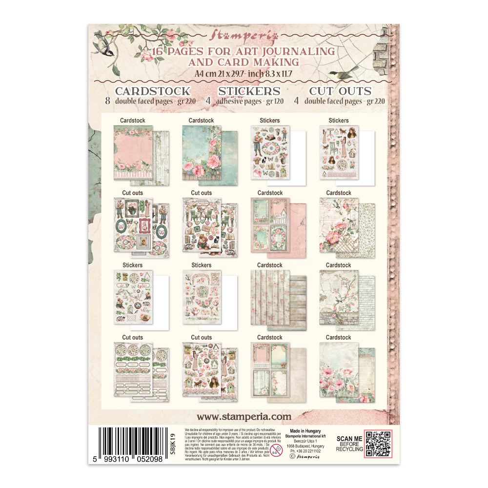 Stamperia Printed Art Junk journal: stickers, cut-outs, backgrounds for Art and Craft - House of Roses