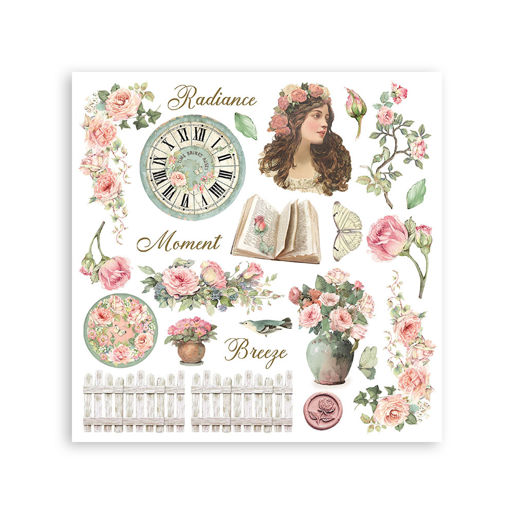 Stamperia Printed Decorative Rub on kit for Art and Craft cm 15,5x15,5 - House of Roses