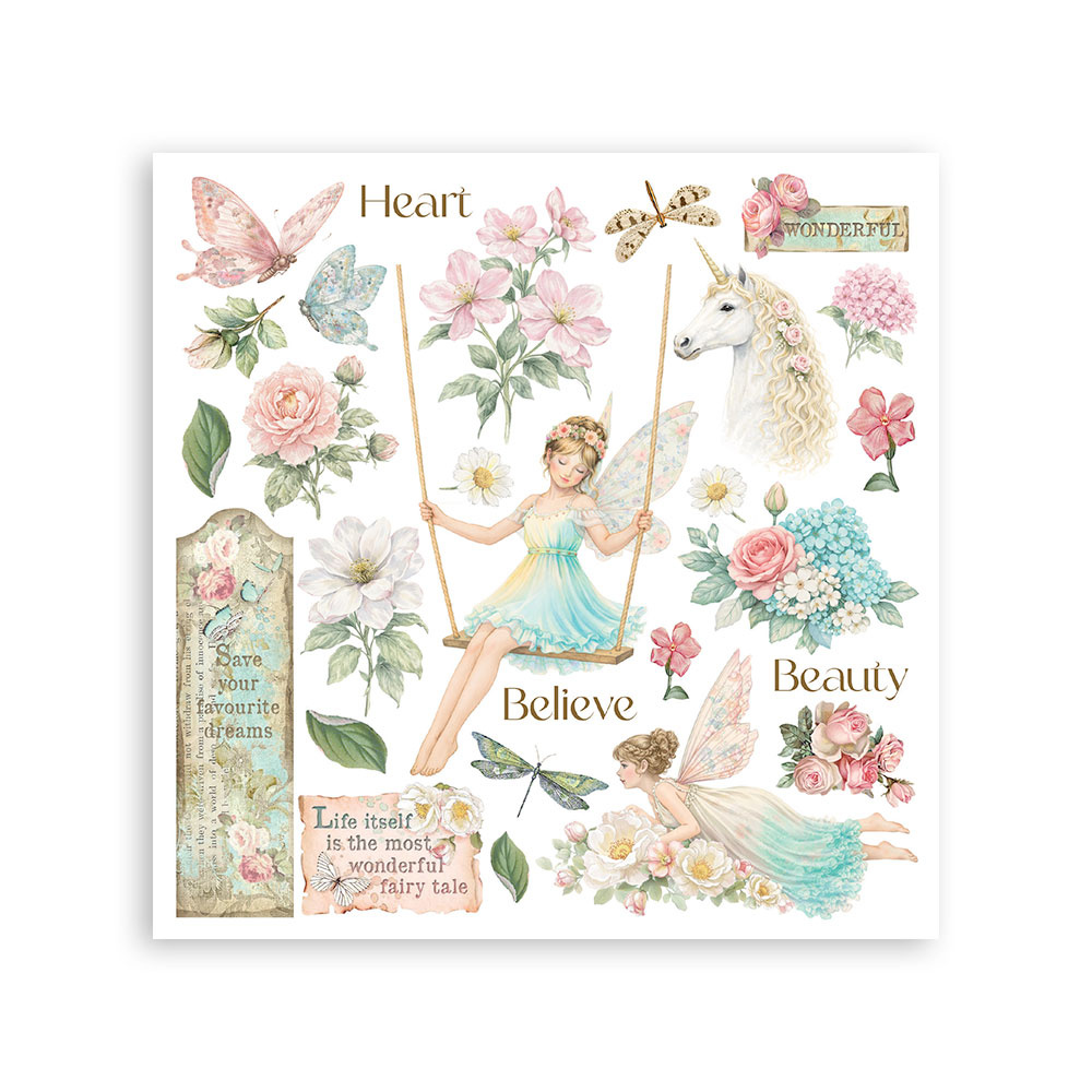 Stamperia Printed Decorative Rub on kit for Art and Craft cm 15,5x15,5 - Wonderland