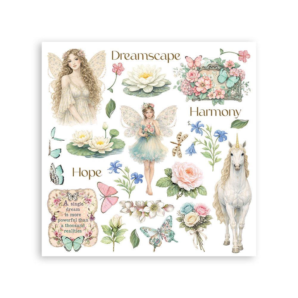 Stamperia Printed Decorative Rub on kit for Art and Craft cm 15,5x15,5 - Wonderland