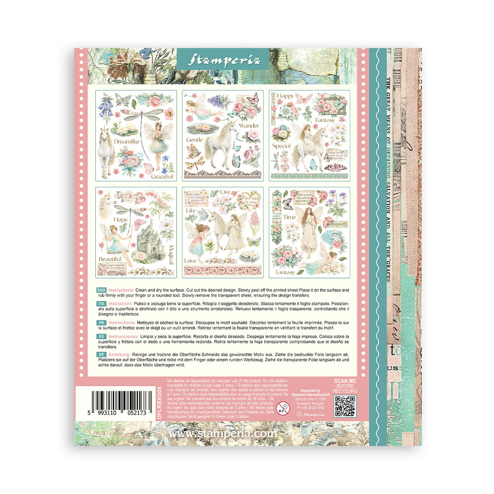 Stamperia Printed Decorative Rub on selection for Art and Craft cm 20,5x23 - Wonderland