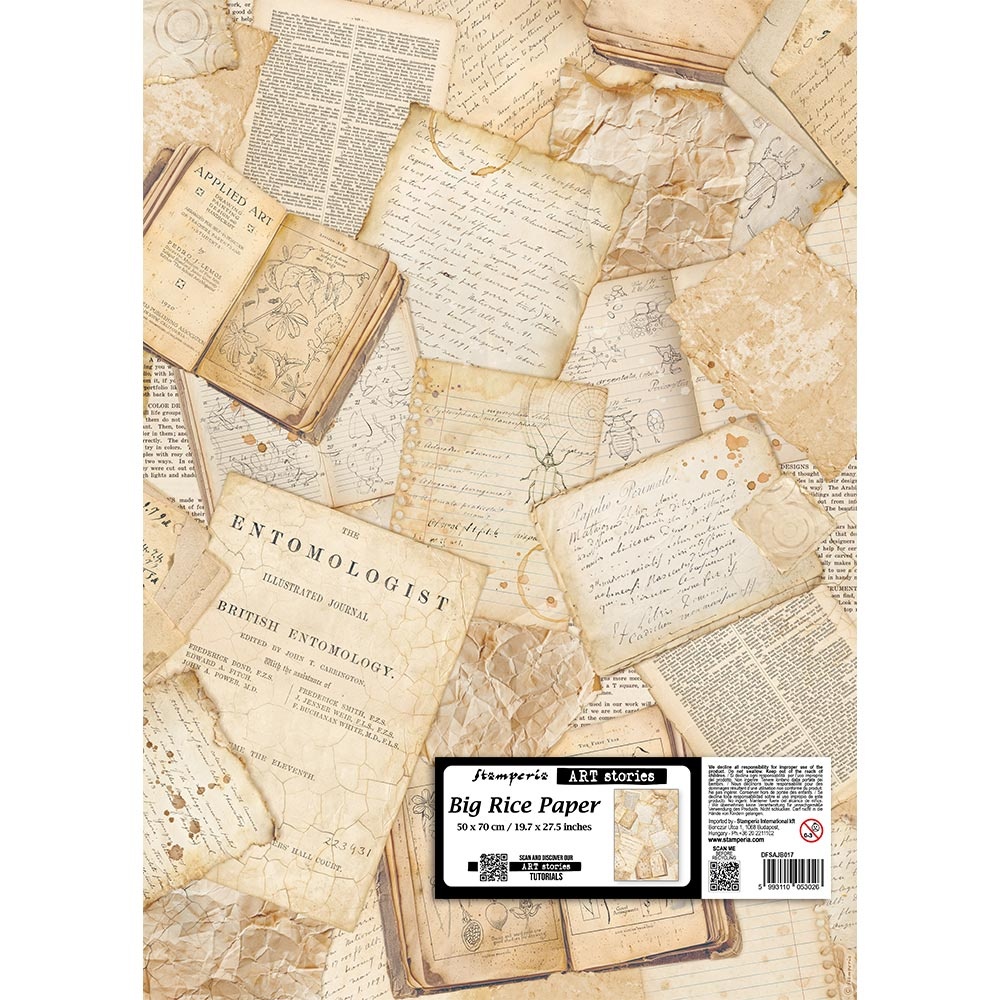 Stamperia Printed Rice paper for Art and Craft cm 50X70 - All Around letters