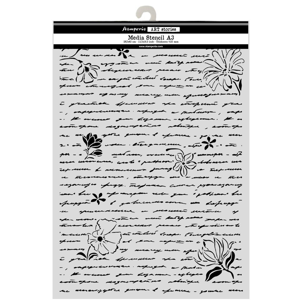 Stamperia Cut laser stencil for Art and Craft A3 - All Around letters and flowers