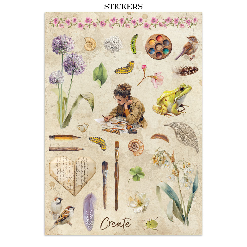 Stamperia Printed Art Junk journal: stickers, cut-outs, backgrounds for Art and Craft - All Around