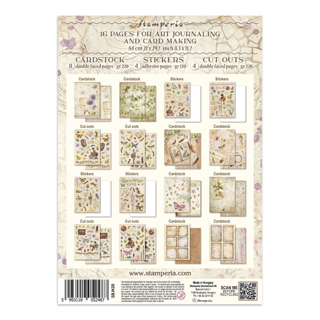 Stamperia Printed Art Junk journal: stickers, cut-outs, backgrounds for Art and Craft - All Around