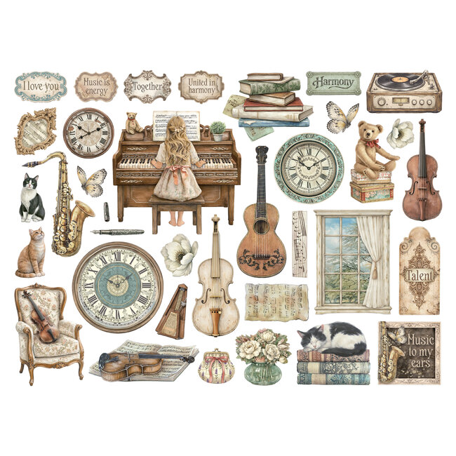 Stamperia Printed decorative Die cuts for Art and Craft - Symphony