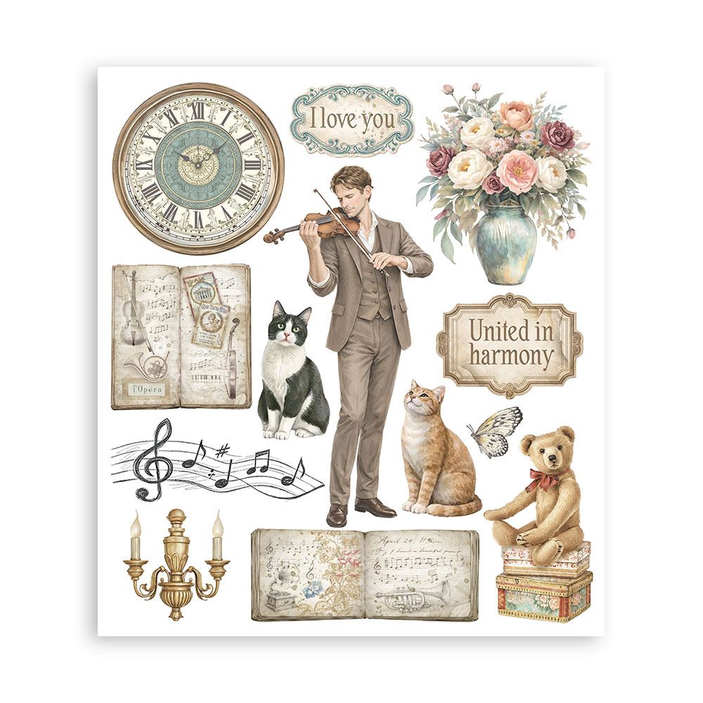 Stamperia Printed Decorative Rub on selection for Art and Craft cm 20,5x23 - Symphony