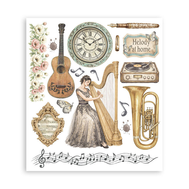 Stamperia Printed Decorative Rub on selection for Art and Craft cm 20,5x23 - Symphony