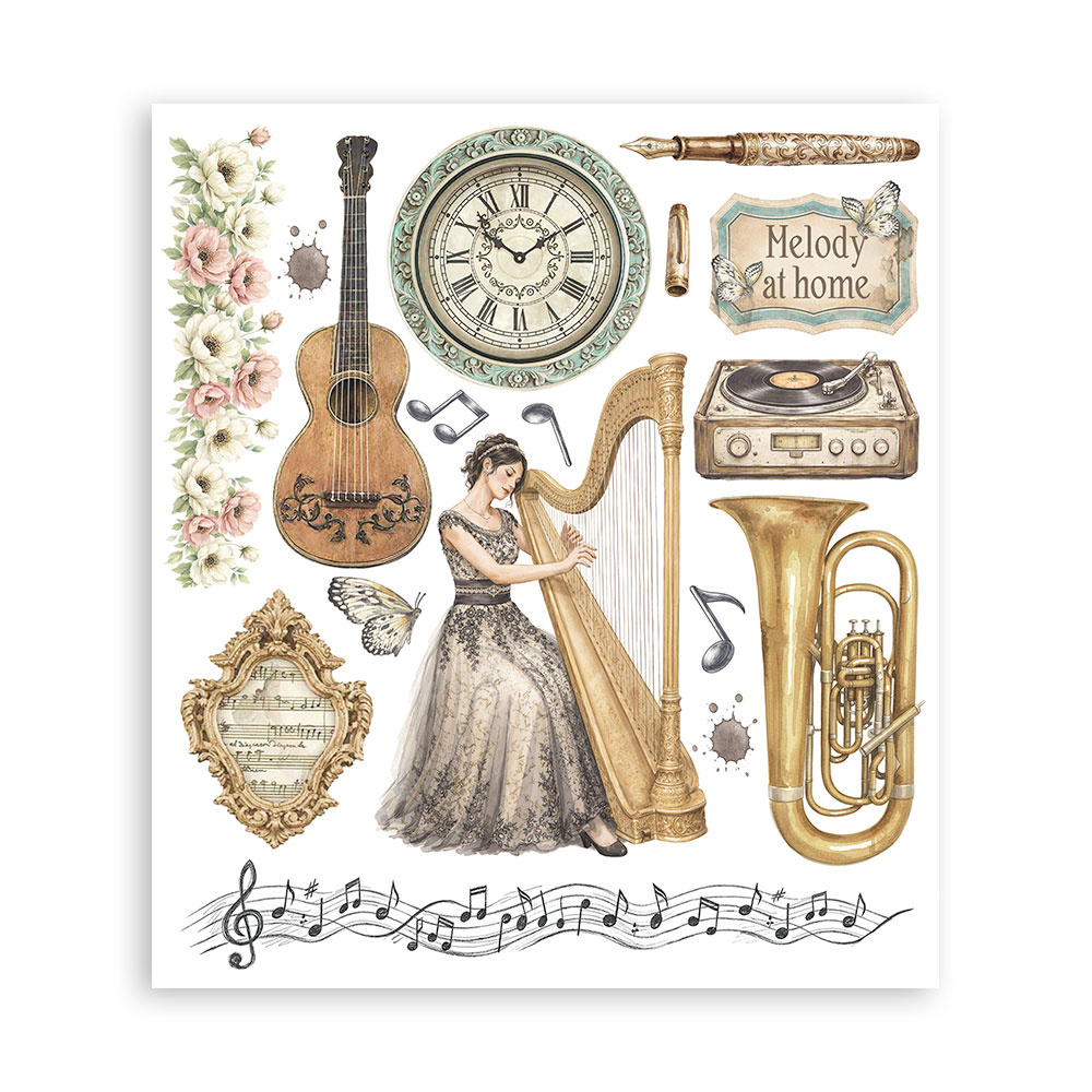 Stamperia Printed Decorative Rub on selection for Art and Craft cm 20,5x23 - Symphony