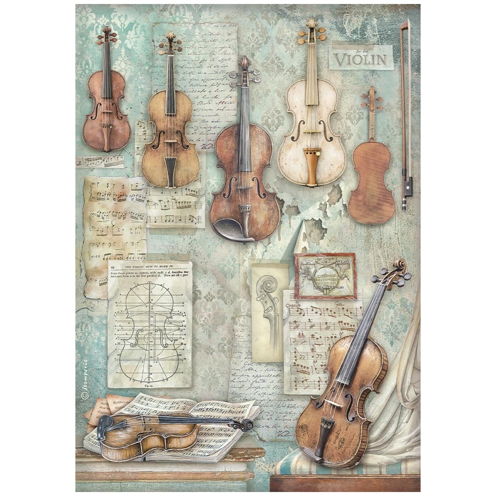 Stamperia Printed 6 Rice paper A4 selection for Art and Craft - Symphony