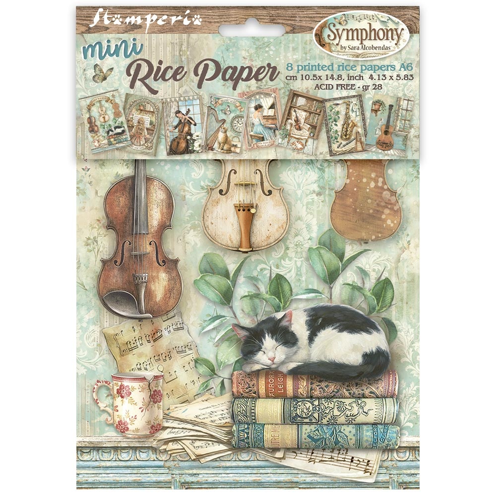 Stamperia Printed Mini Rice paper A6 8 sheets for Art and Craft - Symphony