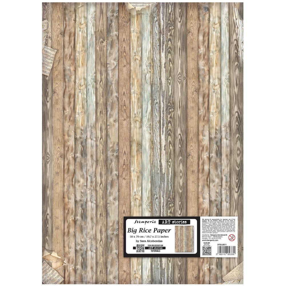 Stamperia Printed Rice paper for Art and Craft cm 50X70 - Symphony wood pattern